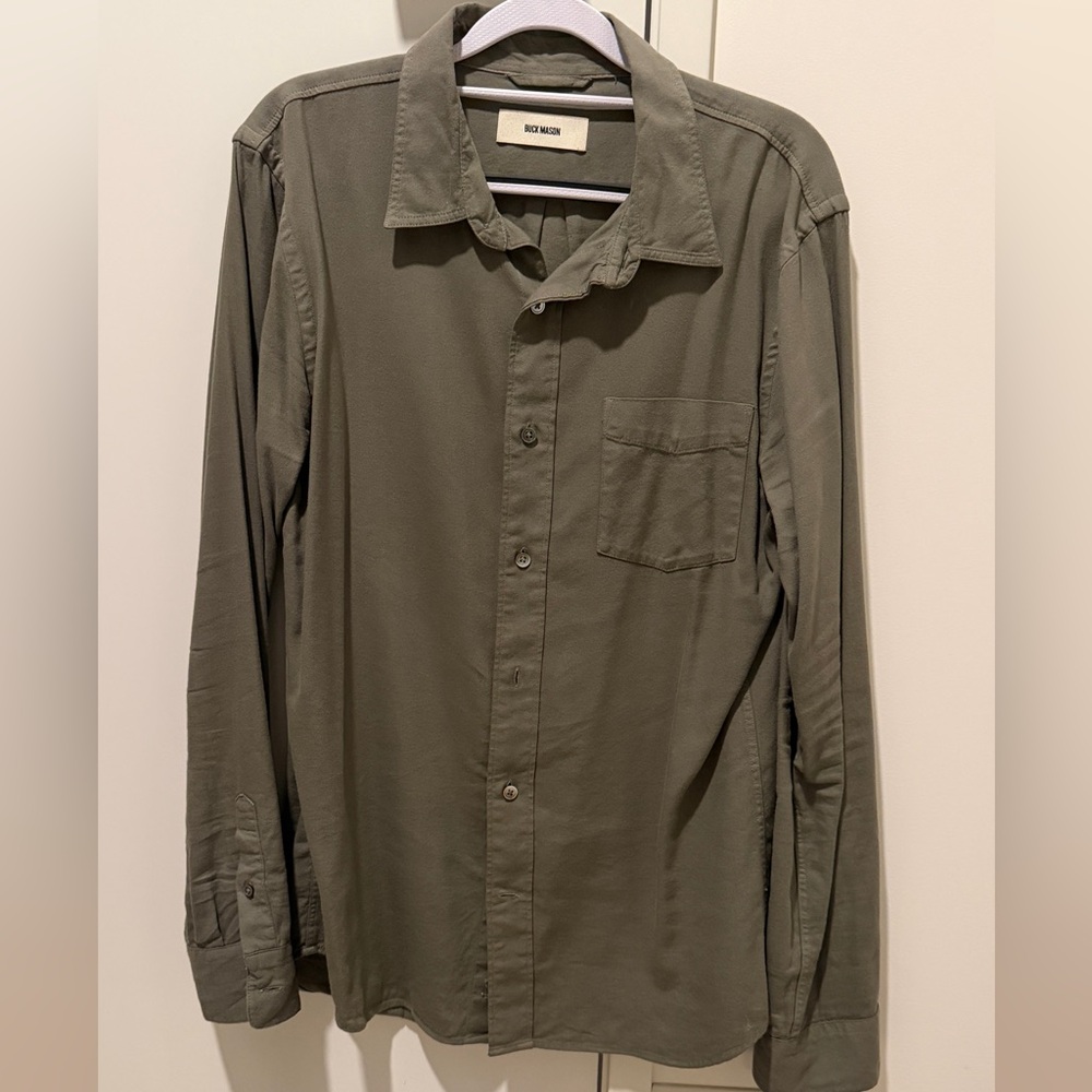 Olive Green Button-Up Shirt